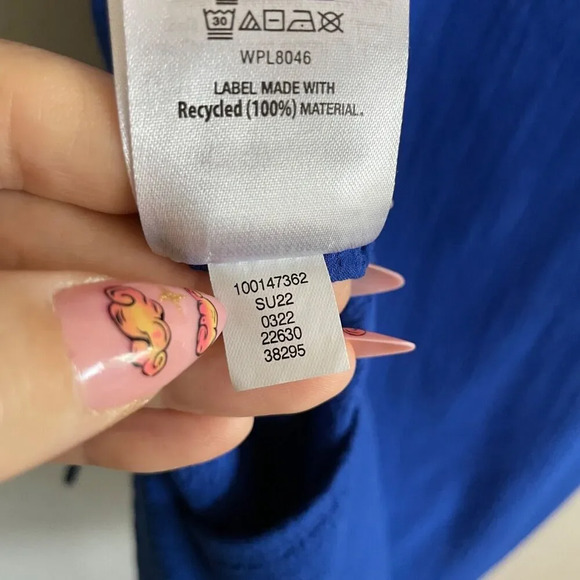 ALFANI Size Large Blouse - Blue Tunic Top Crinkle Lightweight - Picture 9 of 9